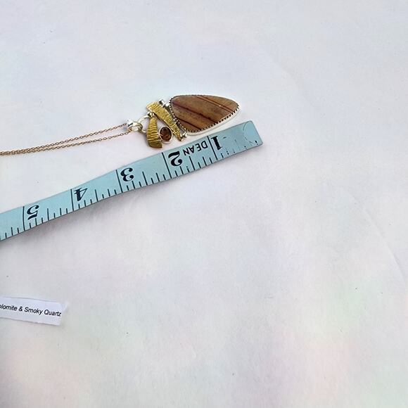 Moricci Necklace Gold Over Sterling Silver 925 Vermeil Signed NWT Smoky Quartz - Picture 8 of 8